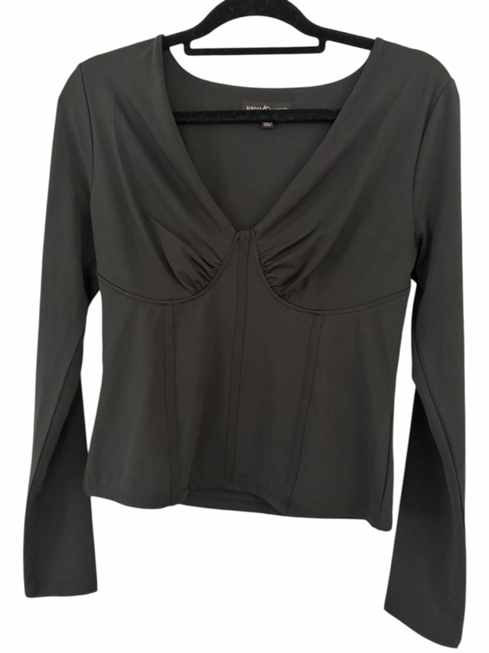 ALMOST FAMOUS Black Top Stretchy Sexy Long Sleeve Shirt Size Large